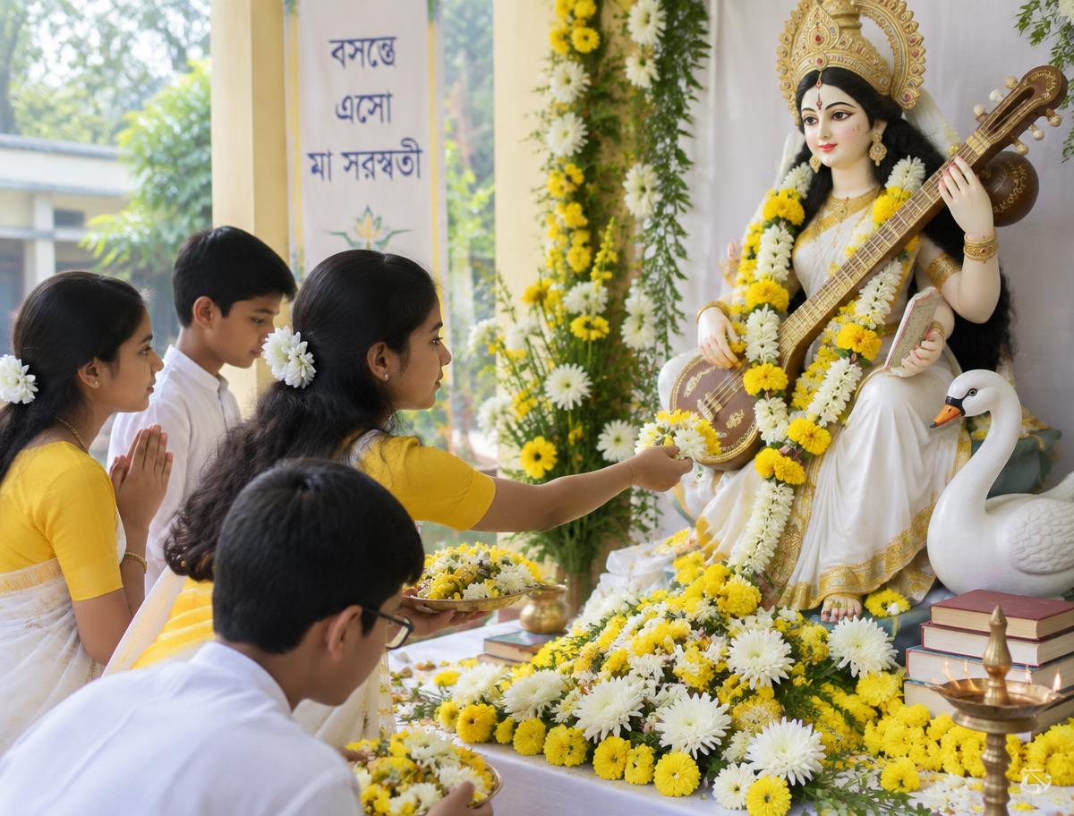 Saraswati Puja at Oikotan